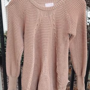 Pink Lily Cable Knit Rounded Hem Sweater